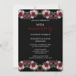 Convite 50º aniversário do casamento entre o floral negro