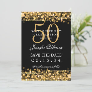 Convite 50º aniversário do Dourado Guarde a Data com Detal