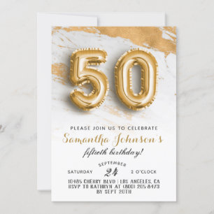 Convite 50º Aniversário do Dourado Marble Invitation