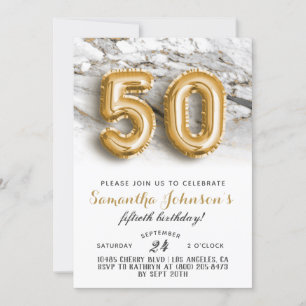 Convite 50º Aniversário do Dourado Marble Invitation