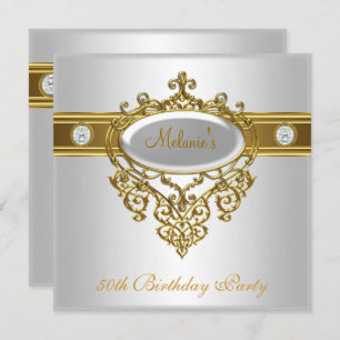 Convite 50º aniversário do Elegante Lace White Diamond Dou