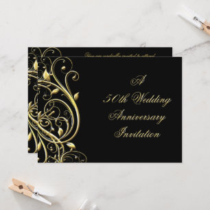 Convite 50º Aniversário do Flourish Dourado Negro