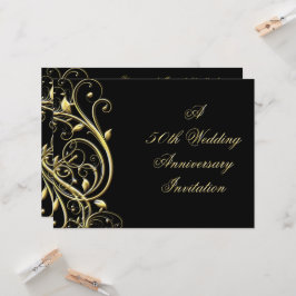 Convite 50º Aniversário do Flourish Dourado Negro