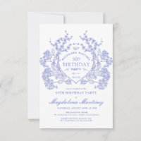 50º Aniversário do francês Vintage Blue Floral Cre