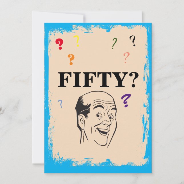 Convite 50º Aniversário do Homem Baldo Engraçado Engraçado (Frente)