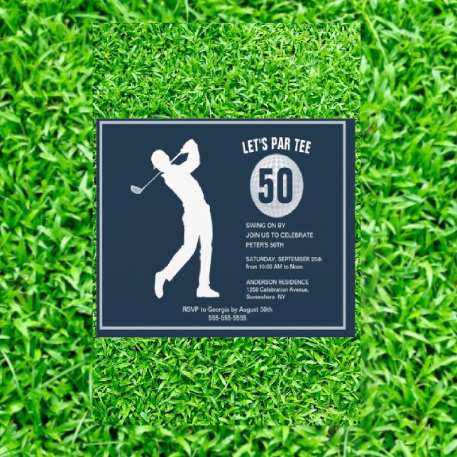 Convite 50º aniversário do Homem Marinho Golfer (Swing into Joy: Tee-rific Gifts for Dad!)