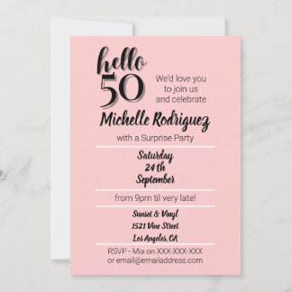 Convite 50º aniversário do Partido Moderno Rosa e Negro