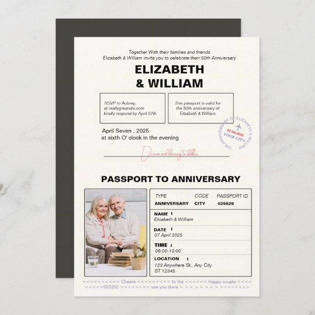 Convite 50º Aniversário do Passaporte Moderno (Frente/Verso)