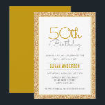 Convite 50º Aniversário Faux Dourada Glitter<br><div class="desc">Este simples,  mas elegante 50º convite da Celebração de Aniversário apresenta uma borda falsa de ouro. O texto personalizado permite adicionar os detalhes do convite.</div>