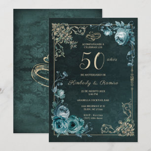 Convite 50º Aniversário Floral Vintage