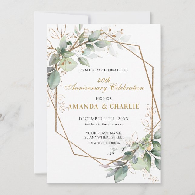 Convite 50º Aniversário Greenery Wedding (Frente)