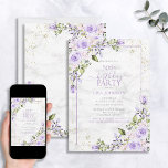 Convite 50º Aniversário Lavanda Lilac Marble Aquarela<br><div class="desc">Celebre seu 50º aniversário em estilo com este belo 50º aniversário da Lavanda Lilac Dourada Watercolor Marble Invitation! Com lavanda lilática elegante e elementos botânicos florais eucaliptos, elementos falsos de canto de poeira dourada e uma estrutura de lavanda lilática contra um fundo de mármore faux exclusivo, este convite deve deslumbrar...</div>