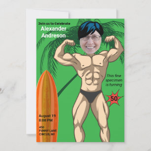 Convite 50º Aniversário Mens Novo Músculo Funny Bodybui