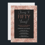 Convite 50º aniversário, Negra e Rosa Dourada Shimmer<br><div class="desc">Elegante Faux Rosa de shimmering Dourado sequins design. Todo o texto é ajustável e fácil de mudar para as necessidades do seu próprio partido. design de modelo de 50 anos elegante excelente. Saúde a 50 anos</div>