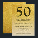 Convite 50º Aniversário Ombre de brilho Dourado preto<br><div class="desc">Celebre a sua celebração de aniversário com este Convite de Cartão de Aniversário Glitter Dourado Amarelo Glitter Glitter Clássico de Na moda Glam.</div>