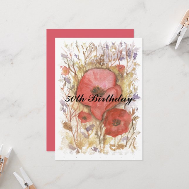 Convite 50º Aniversário - Papoila Vermelha (Frente/Verso In Situ)
