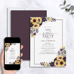 Convite 50º Aniversário Plum Purple Sunflower Watercolor<br><div class="desc">Celebre seu 50º aniversário em estilo com este belo 50º Aniversário da Plum Purple Sunflower Watercolor Invitation! Apresentando elegantes elementos florais roxos de ameixa e elementos de girassol, e uma armação roxa de ameixa, este convite deve encanar seus convidados. Além disso, você pode personalizar os detalhes do partido usando a...</div>