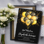 Convite 50º aniversário Preto e Dourado<br><div class="desc">Balões negros e dourados e convite para a 50ª festa de aniversário. Design de preto e ouro negros e em forma de ouro com a moderna fonte de escrita branca. Personalizar para qualquer idade. 30,  40,  60,  70,  80 e mais. Consulte o cheio em: https://www.zazzle.com/collections/gold_and_black_balloons_confetti_birthday_party-119172749816882801</div>