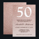 Convite 50º Aniversário Rosa Rosa Rosa Dourada Brilhante O<br><div class="desc">Celebre a sua celebração de aniversário com este Convite de Aniversário à Placa de Aniversário Glitter Rose,  rosa-rosa-rosa Dourada Glitter Sparkle.</div>