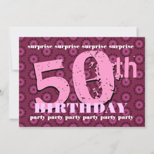 Convite 50º Aniversário SURPREE Flores Retrópicas Rosa