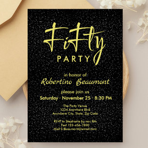 Convite 50º aniversário surpresa de homens negros e Dourad