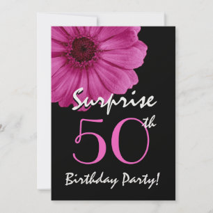 Convite 50º aniversário surpresa Gerbera Daisy Metálico