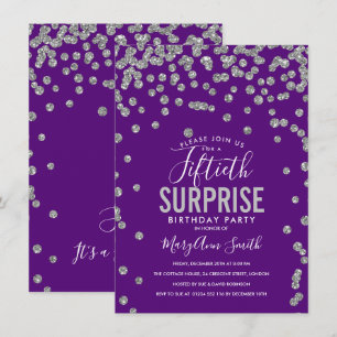Convite 50º aniversário surpresa Púrpura