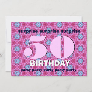 Convite 50º aniversário surpresa rosa e BLue V24
