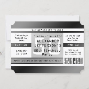 Convite 50º Bilhete de Festa de aniversário