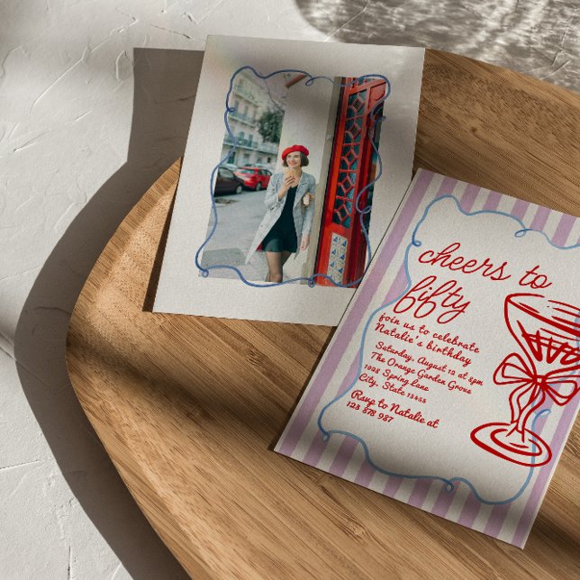 Convite 50º Champanhe Colorido Cinquenta Foto Aniversário (Criador carregado)