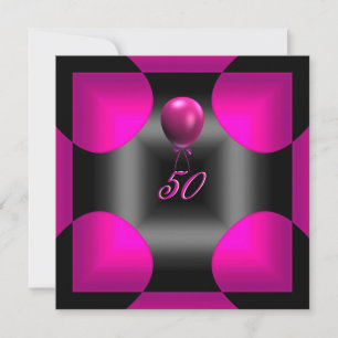 Convite 50º Festa de Aniversário de 50 Anos Abstrato Rosa