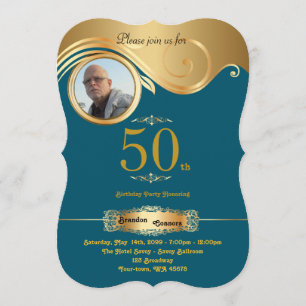 Convite 50º,Homem de Aniversário em qualquer idade, deco