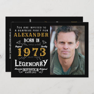 Convite 50º Nascer de aniversário de 1973 Foto retro Doura