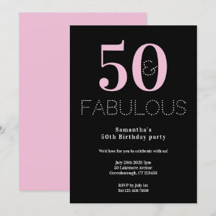 Convite 50º Partido Moderno Rosa Preto e Festa de aniversá