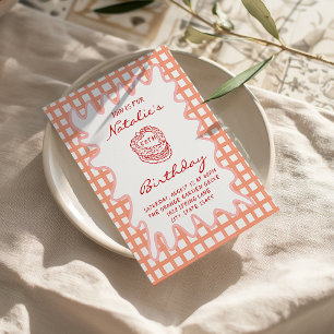 Convite 50º Quadro Desenhado à Mão 70s Excêntrico Ondulado