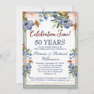 Convite 50º (Qualquer Ano) Aniversário de Casamento Chic F