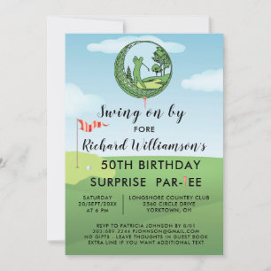 Convite 50º Tema de Golfe dos Homens da Festa de aniversár
