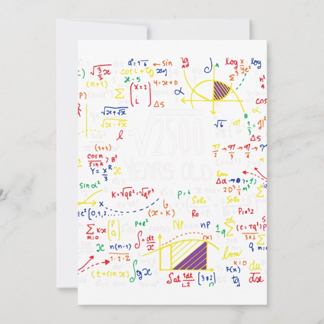 Convite 50.ª Raiz Quadrada De Aniversário De 2500 50 Anos (Frente)