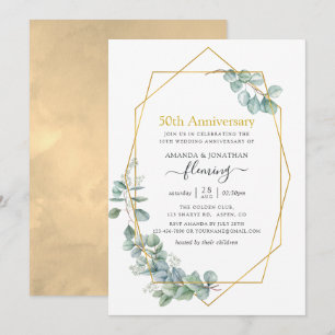 Convite 50.º Aniversário de Casamento Geométrico Eucalyptu
