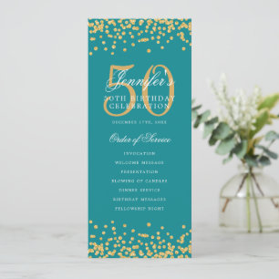 Convite 50.º Aniversário do Dourado Confetti Teal