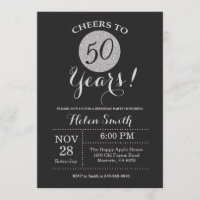 50. º Aniversário - Glitter Preto e Silver