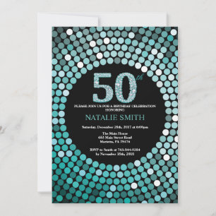 Convite 50. º Aniversário - Listra Negra e Teal