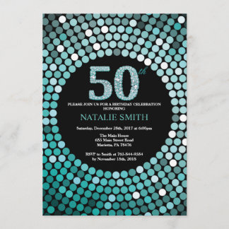 Convite 50. º Aniversário - Listra Negra e Teal