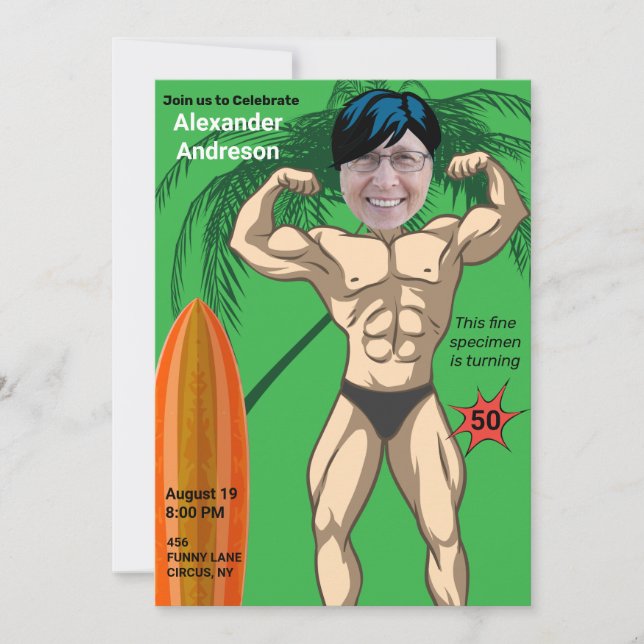 Convite 50. º Aniversário 💪 🤣 musculatura de Criador de  (Frente)
