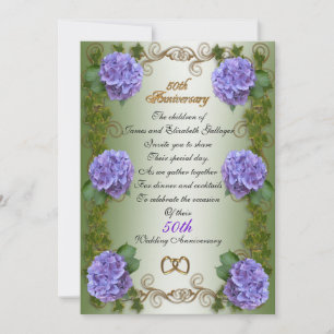 Convite "50.º Aniversário" para pais, hydrangea floral