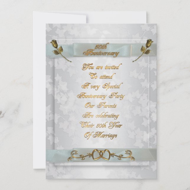 Convite 50.º Aniversário para rosas de ouro convidados pel (Frente)