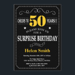 Convite 50.º Aniversário - Quadro Preto e Amarelo<br><div class="desc">Surpreenda 50º Aniversário com Tipografia Preta e Amarela. Chalkboard. Fundo preto e branco. Aniversário Adulto. Homens ou Mulheres Aniversário. Meninos Meninos ou Meninas Meninas Meninas Adolescentes Convidam. 13 15 16º 18º 20 21rua 30 40º 50º 60º 80 de 70 100º. Qualquer Idade. Para mais personalização, clique no botão "Personalizar" e...</div>