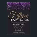 Convite 50.º Aniversário Roxo e Dourada<br><div class="desc">50º convite de aniversário. Cinquenta e fabulosa. Roxo Preto e Dourada Brilhante. Festa de aniversário adulta. Para Homens ou Mulheres. Para mais personalização,  clique no botão "Personalizar" e use nossa ferramenta de design para modificar este modelo.</div>