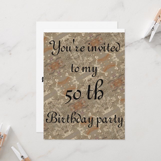 Convite 50 º Padrão de ouro de aniversário (Criador carregado)