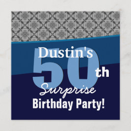 Convite 50.º partido Surprise Silver Diagonal Geometric
